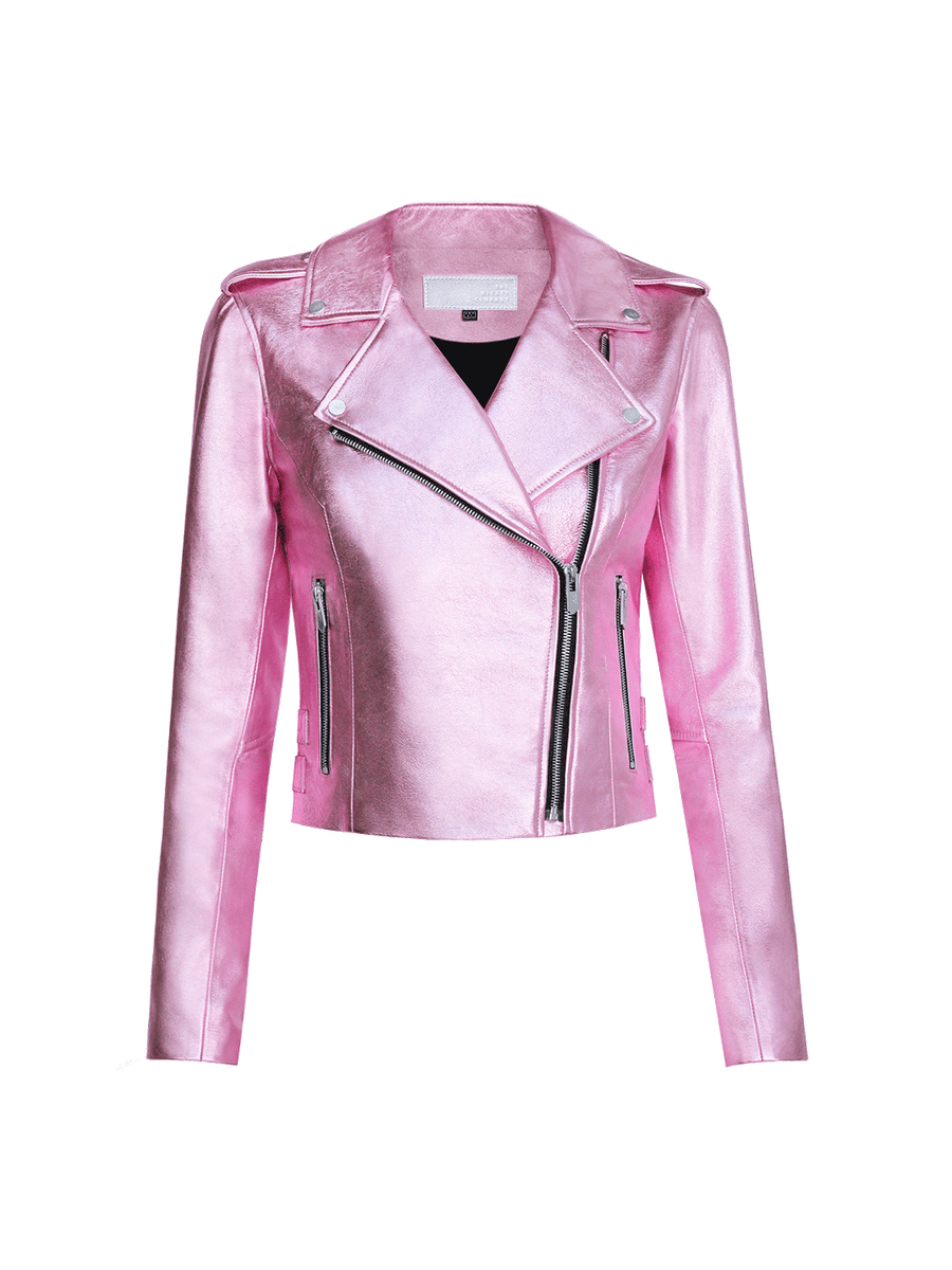 Pink Fushia Rider Biker Jacket Gold Chain Cross Body Flap Bag