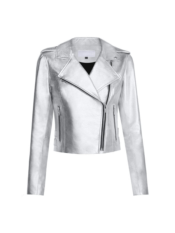 White company leather sales jacket