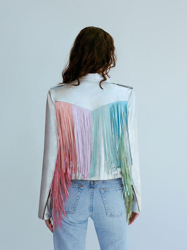 Rainbow on sale fringe sweater