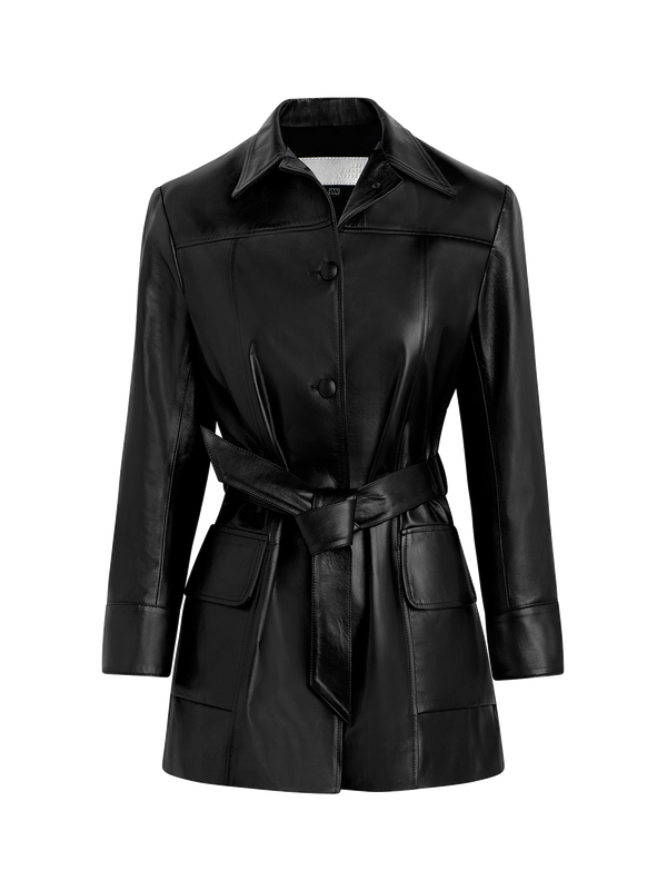 Theory Black Patent Leather Short Trench cheapest S