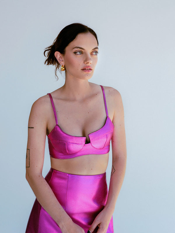 Youmita Solid Laser Cut Boyshort in Fuchsia Fedora - Busted Bra Shop